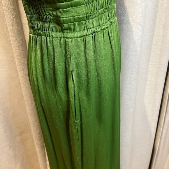 Free People Green Satin Wide Leg Jumpsuit Size S - Picture 11 of 16